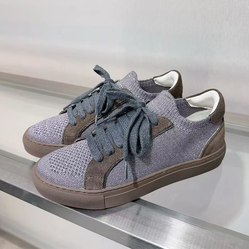 Women Knit Breathable Sneakers - đánh giá và giá Knit Fabric Lace Up Sneakers